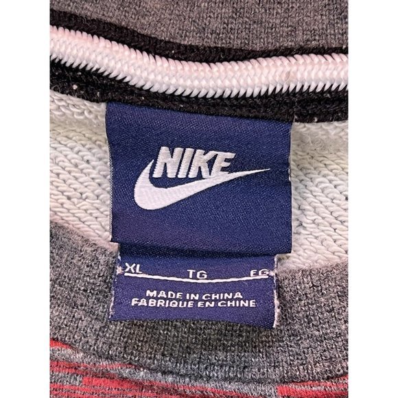 Vintage Nike Y2K Crewneck Sweatshirt Gray Striped Mens Size XL - Picture 3 of 5